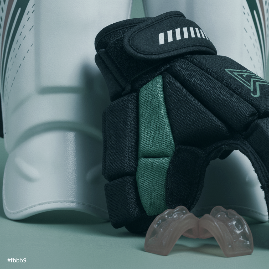 Shin / glove / mouthguard bundle — in play